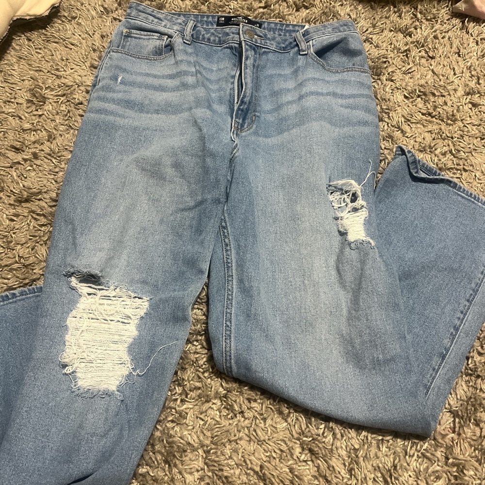Hollister Blue Boyfriend Jeans Distressed Casual
